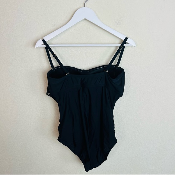 Kona Soul Black Ruffle Laser Cut Flounce Convertible One Piece Swimsuit - Picture 7 of 14